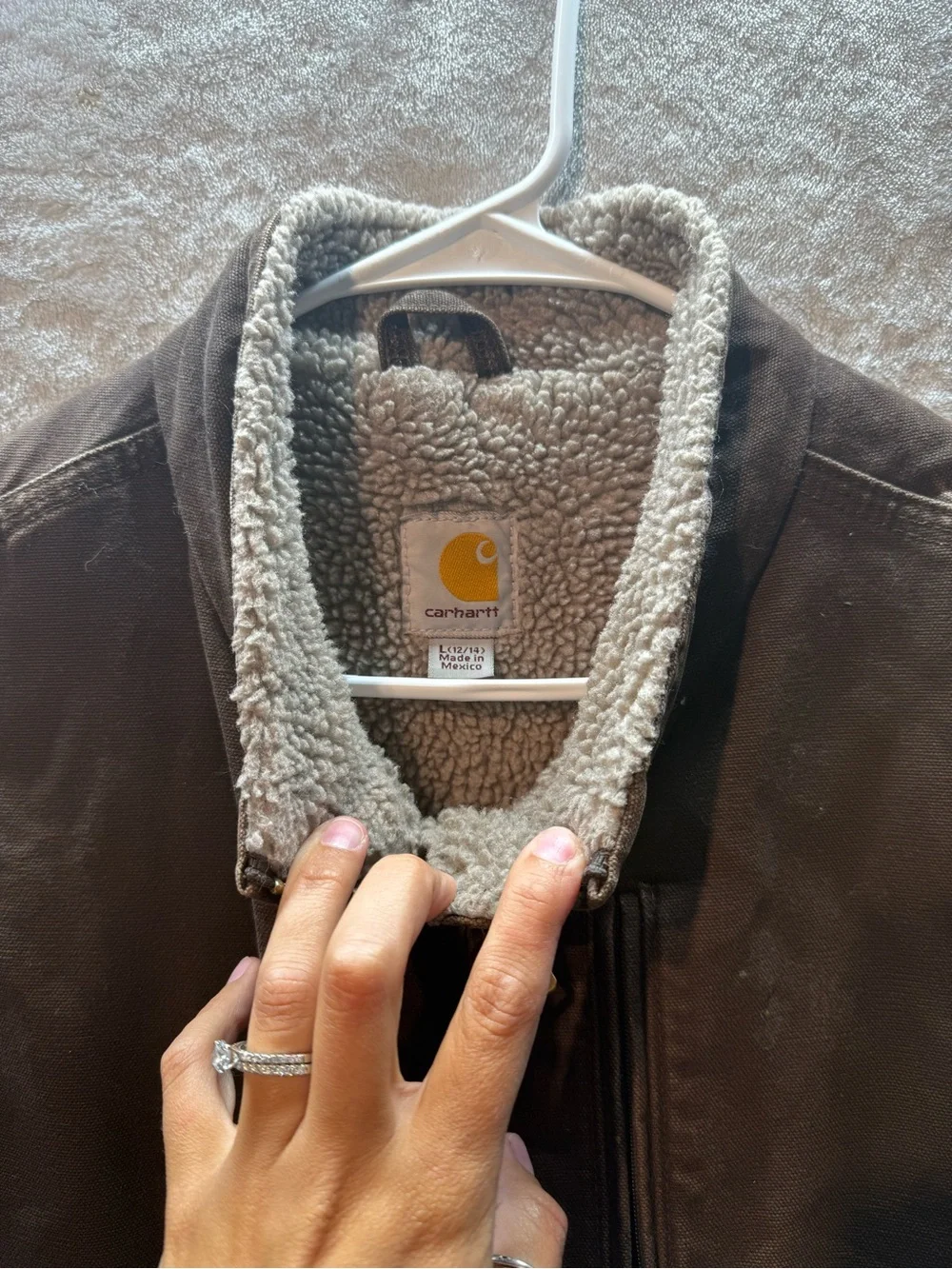 Carhartt Brown Canvas Sherpa Lined Vest